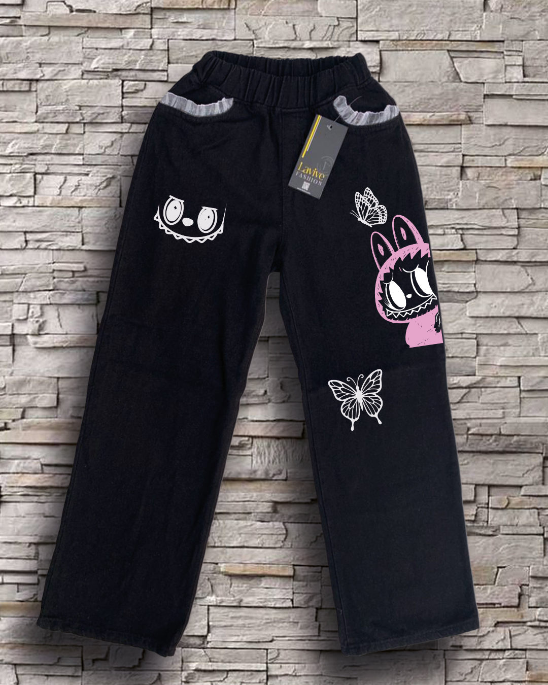 jeans large noir laboubou